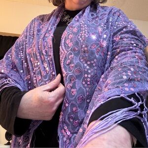 Elegant Purple Sequin Shawl